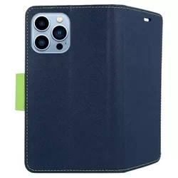 iPhone 13 Pro Max Telefontok - FANCY kék / zöld szilikon keretes könyvtok-2