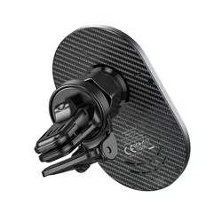 HOCO CA91 Telefontartó - MagSafe töltős, szellőzőrácsra rögzíthető fekete telefontartó + fekete Type-C (USB-C) töltő vezeték-3
