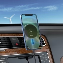 HOCO CA91 Telefontartó - MagSafe töltős, szellőzőrácsra rögzíthető fekete telefontartó + fekete Type-C (USB-C) töltő vezeték-7