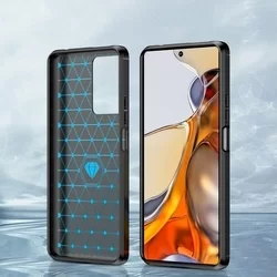 Xiaomi 11T 5G / 11T Pro Telefontok - Carbon Fiber fekete szilikon hátlap tok-2