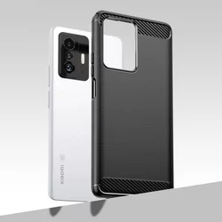 Xiaomi 11T 5G / 11T Pro Telefontok - Carbon Fiber fekete szilikon hátlap tok-5