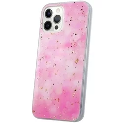 iPhone 13 Pro Max Telefontok - Gold Glam pink - mintás műanyag hátlap tok, szilikon kerettel-4