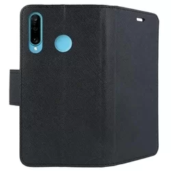 Huawei P30 Lite Telefontok - FANCY fekete szilikon keretes könyvtok-2