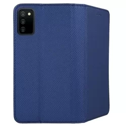 Samsung Galaxy A03s Telefontok - kék mágneses szilikon keretes könyvtok-2