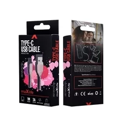 Adatkábel: Maxlife MXUC-04 - USB / Type-C (USB-C) pink adatkábel 1m, 3A-4