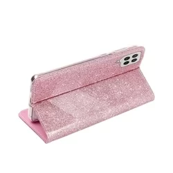Samsung M32 LTE / 4G Telefontok - pink Shiny mágneses szilikon keretes könyvtok-4