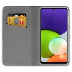 Samsung Galaxy M32 LTE / 4G Telefontok - kék mágneses szilikon keretes könyvtok-1