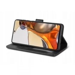 Telefontok Samsung Galaxy M52 5G - fekete ráhajtófüles bőr könyvtok -1