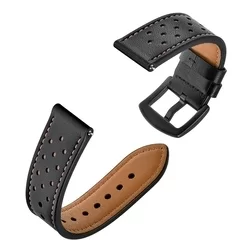 Okosóra szíj - Huawei Watch GT / GT2 / GT2 Pro (46 mm) - TECH-PROTECT Leather fekete bőr szíj (22 mm szíj szélesség)-5
