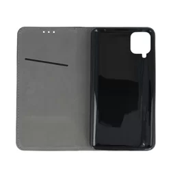 Samsung Galaxy A12 Nacho Telefontok - Smart Magnetic fekete szilikon keretes mágneses könyvtok-2