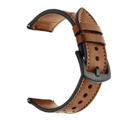 Okosóra szíj - Samsung Galaxy Watch 4 (40 / 42 / 44 / 46 mm) - TECH-PROTECT Leather barna bőr szíj (20 mm szíj szélesség)-2
