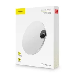 BASEUS WXSX-02 - fehér vezeték nélküli (Wireless) LED kijelzős töltőpad 2A + fehér Lightning kábel, 1,2 m - Telefon töltő-5
