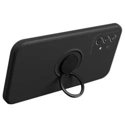 Samsung Galaxy A73 5G Telefontok - Roar Amber fekete szilikon tok, kitámasztó ujjgyűrűvel-2