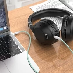 HOCO UPA19 kábel - zöld 3.5mm jack-jack audio AUX szövet kábel, 2m-1