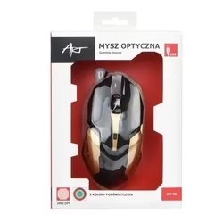 ART AM-98 Egér - vezetékes, optikai fekete/arany Gamer egér, háttérvilágítással-3