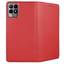 Realme 8i Telefontok - piros mágneses szilikon keretes könyvtok-2