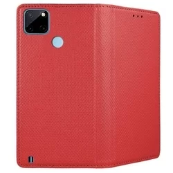 Realme C21Y Telefontok - piros mágneses szilikon keretes könyvtok-2