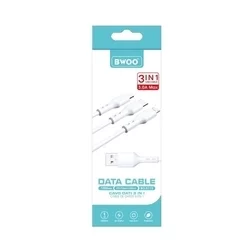 Kábel: BWOO X173 - 3in1 kábel - (USB - Lightning / Type-C / MicroUSB) fehér kábel 3A, 1 m-1