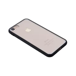 iPhone 7 / 8 / SE 2020 Telefontok - átlátszó műanyag hátlap tok, fekete szilikon kerettel-2