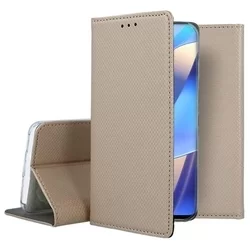 Oppo A54s Telefontok - arany mágneses szilikon keretes könyvtok-3