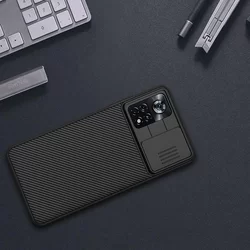 Telefontok XIAOMI POCO X4 PRO 5G - Nillkin csúsztatható kameravédős fekete hátlap tok-4