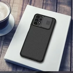 Samsung Galaxy A13 (A135F / A137F) Telefontok - Nillkin csúsztatható kameravédős fekete hátlap tok-2