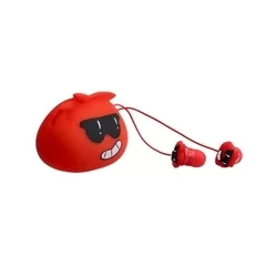 Jillie Monster Headset - piros audio jack csatlakozós stereo headset, mikrofonnal + szilikon tartóval-1