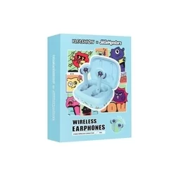 Jellie Monster 06BT Headset - kék/mintás vezeték nélküli stereo headset, töltőtokkal-5