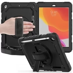 iPad 2019 10.2 (iPad 7) Tablettok - SOLID360 ütésálló, kitámasztható, fekete tablet tok-5