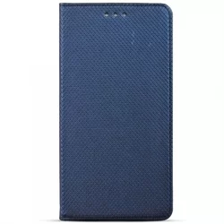 Huawei Y5 2018 Telefontok - sötétkék mágneses átlátszó szilikon keretes könyvtok-1