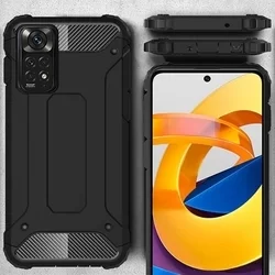 Xiaomi Redmi Note 11S Telefontok - Forcell Defender II fekete ütésálló hátlap tok-2