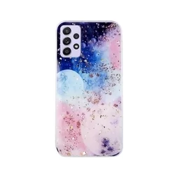 Samsung Galaxy A53 5G Telefontok - Gold Glam Galactic - mintás műanyag hátlap tok, szilikon kerettel-1