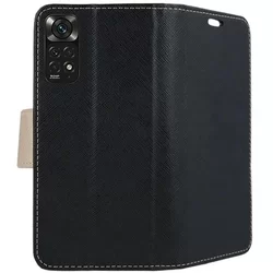 Xiaomi Redmi Note 11S Telefontok - FANCY fekete-arany szilikon keretes könyvtok-2