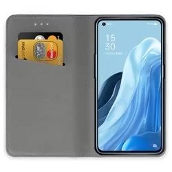 Telefontok Oppo Reno7 5G - fekete mágneses szilikon keretes könyvtok-2