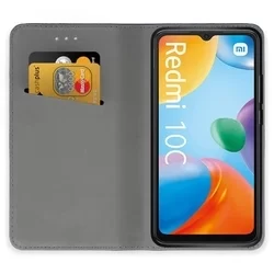 Xiaomi Redmi 10C Telefontok - fekete mágneses szilikon keretes könyvtok-1