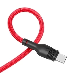 XO NB55 kábel - USB / MicroUSB piros szövetkábel 1m, 5A-1