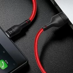 XO NB55 kábel - USB / MicroUSB piros szövetkábel 1m, 5A-4