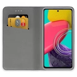 Samsung Galaxy M53 5G Telefontok - kék mágneses szilikon keretes könyvtok-2