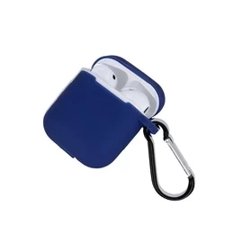 AirPods 1/2 tartó - sötétkék szilikon Airpods 1/2 tartó karabinerrel-3