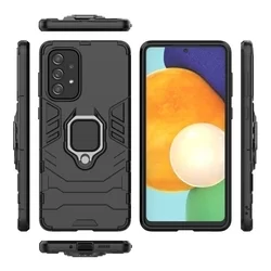Samsung Galaxy A73 5G Telefontok - Ring Armor ütésálló fekete tok kitámasztóval-4