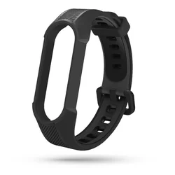 Okosóra szilikon szíj - Xiaomi Mi Smart Band 5 / 6 / 6 NFC / 7 - ARMOUR fekete szilikon szíj-1