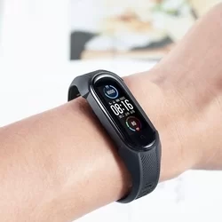 Okosóra szilikon szíj - Xiaomi Mi Smart Band 5 / 6 / 6 NFC / 7 - ARMOUR fekete szilikon szíj-2