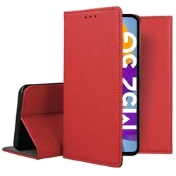 Samsung Galaxy M52 5G Telefontok - piros mágneses szilikon keretes könyvtok-3