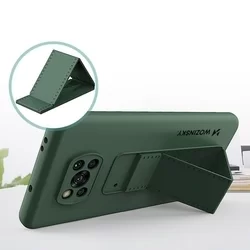 Samsung Galaxy A22 5G Telefontok - Wozinsky Kickstand fekete kitámasztható szilikon hátlap tok-2
