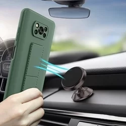 Samsung Galaxy A22 5G Telefontok - Wozinsky Kickstand fekete kitámasztható szilikon hátlap tok-3