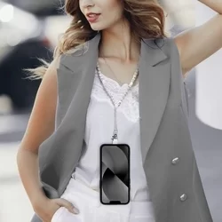 Crystal Diamond Telefontok - univerzális - tokba helyezhető nyakba akasztó - átlátszó gyöngy-5
