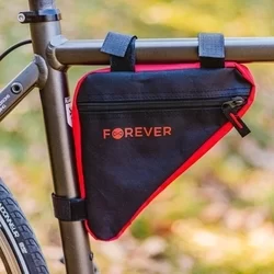 Forever FB-100 Biciklis tartó - Univerzális, cseppálló biciklivázra szerelhető, fekete/piros telefon tartó táska-2