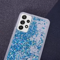 Samsung Galaxy A33 5G Telefontok - folyékony kék csillámos, átlátszó hátlap tok-1