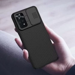 Telefontok Xiaomi Poco M4 Pro 4G / LTE - Nillkin csúsztatható kameravédős fekete hátlap tok-4