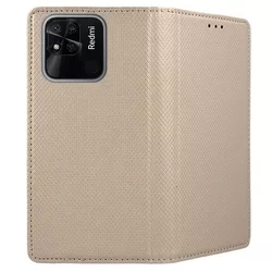 Xiaomi Redmi 10A Telefontok - arany mágneses szilikon keretes könyvtok-2